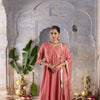 PEACH MUSLIN SILK ANGRAKHA NECK GOTA DORIYA DUPATTA FULL SET