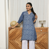 Indigo Cotton Printed Kurta For Women's