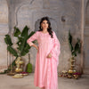 BABY PINK JAM COTTON ROUND NECK HAND DONE LEHERIYA DUPATTA FULL SET