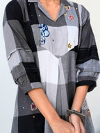 Grey And Black White Kurta Pant