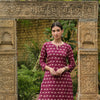 Wine Cotton Round Neck Straight Kurta For Women's