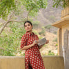 MAROON COTTON COLLOR NECK BAGRU HANDBLOCK PRINT CO-ORD SET