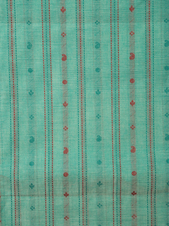 Rama Green Colour Cotton Handloom Self Weaned Saree