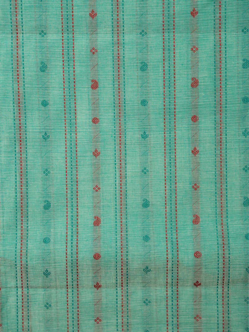 Rama Green Colour Cotton Handloom Self Weaned Saree