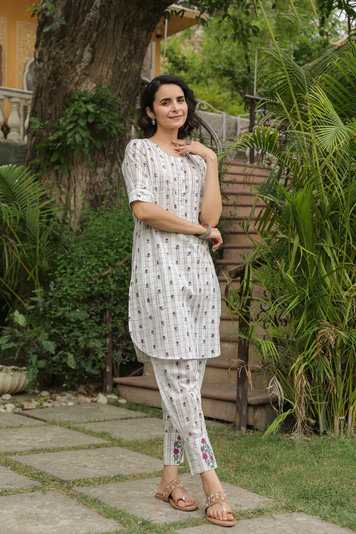 Gauri Off White Handblock Co-Ord Set