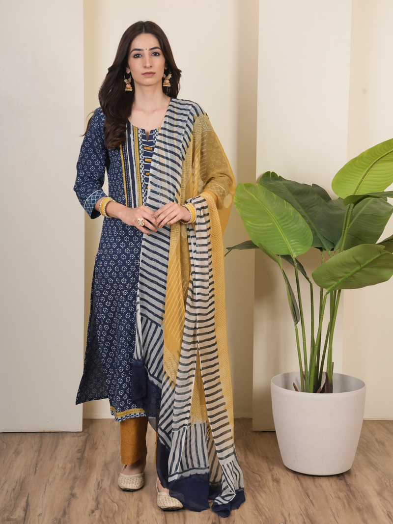 Indigo Cotton Complete Suit Set