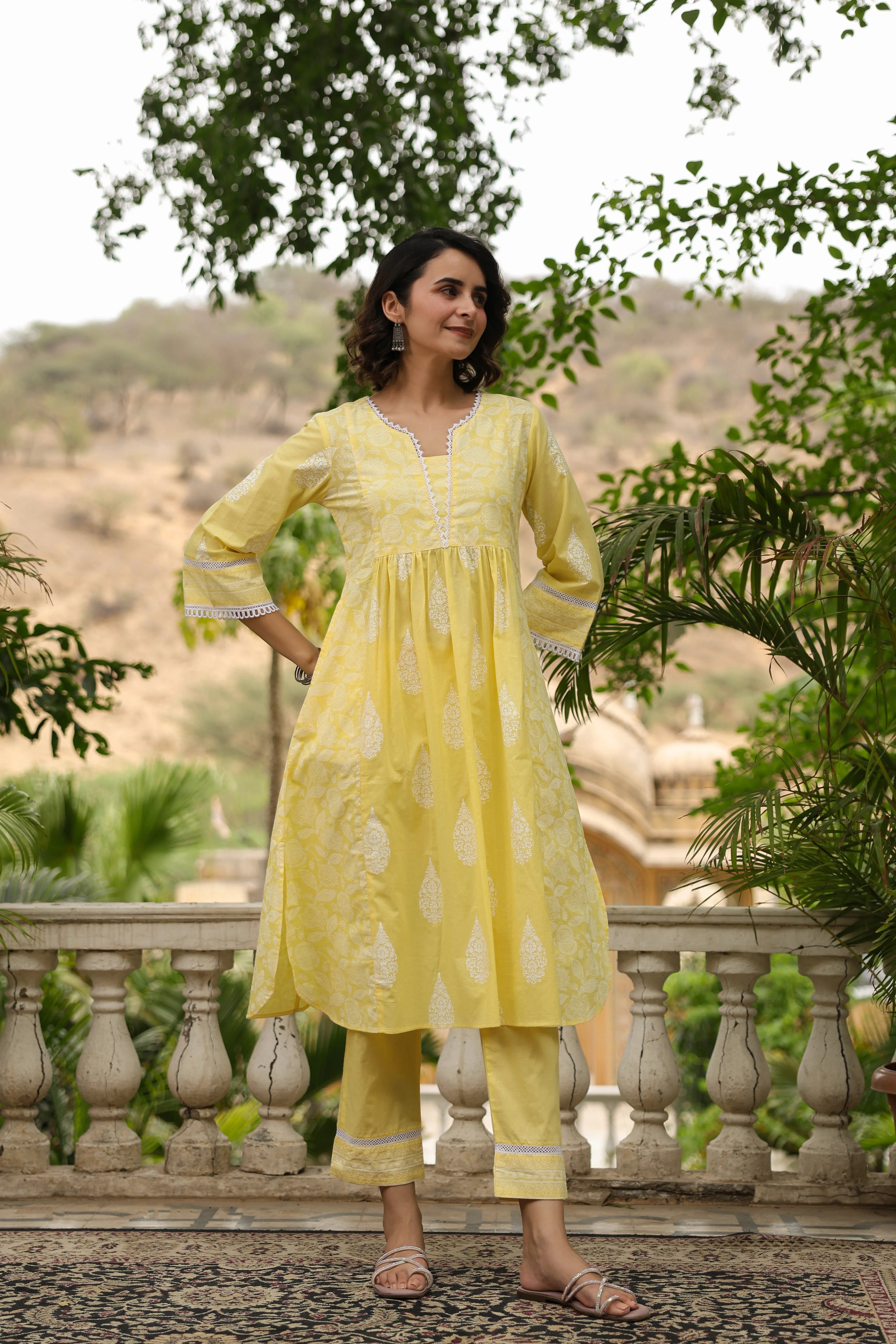 cotton kurta dress for women Indian Women Pure Cotton Kurta Palazzo Set Bollywood Designer Top Kurti Cord Set
