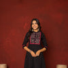 BLACK COTTON COLLAR NECK EMBROIDERY AND MIRROR WORK KURTA FOR WOMEN'S