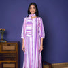 MULTICOLORED STRIPES LINEN BLEND ROUND NECK KURTA PANT SET