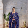 Purplish Blue Chanderi Round Neck Kurta Skirt with Dupatta Set For Women's