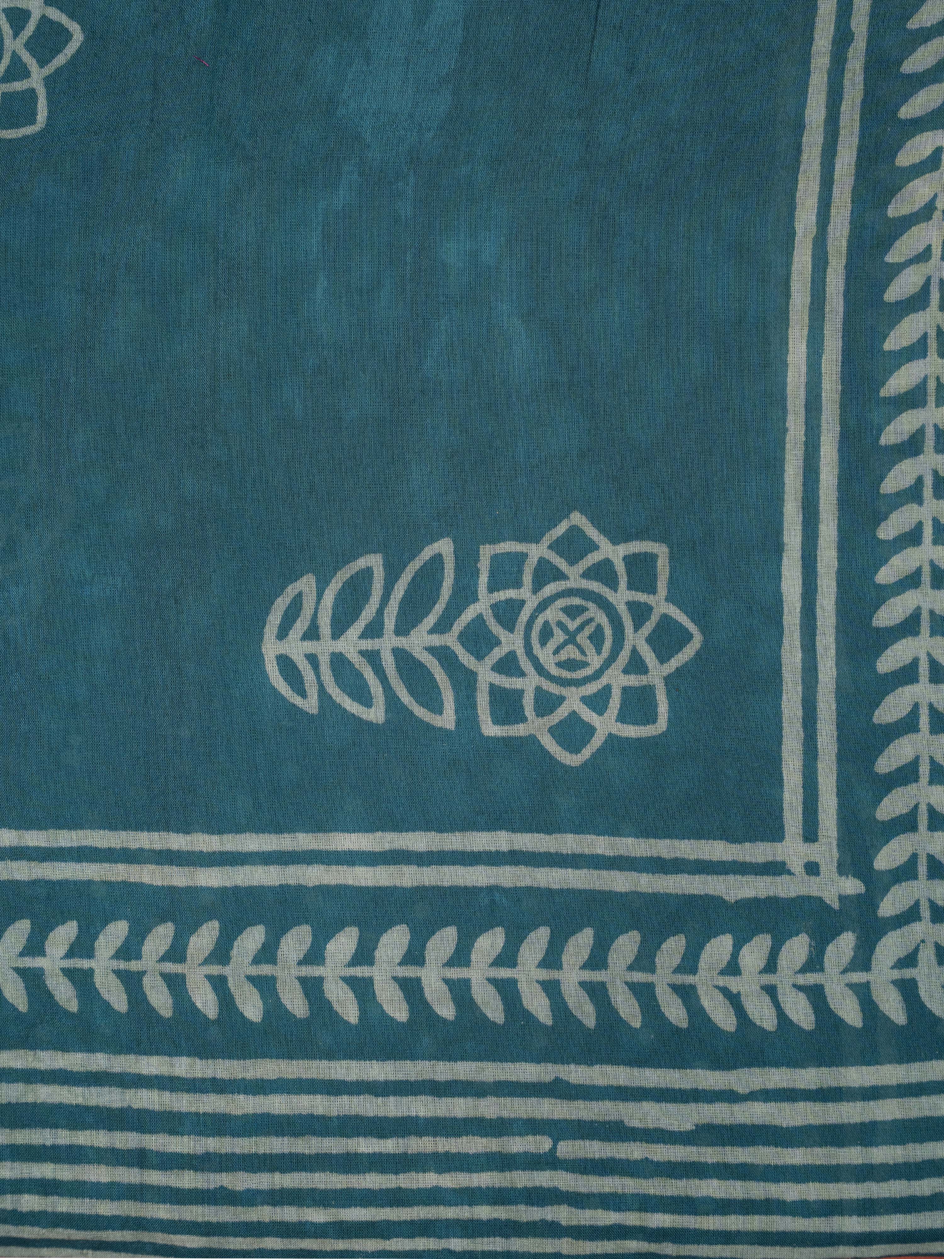 Gray Color Cotton Block Printed Saree