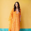 Orange Cotton Bandhani Print Complete Suit Set For Women's