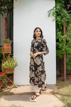 Black Floral Kurta For Women's
