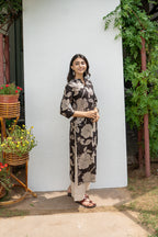Black Floral Kurta For Women's