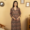 Black Colour Cotton V Neck Block Print Kurta For Women's