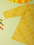 Mustard Cotton Kurta For Boys
