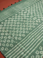 Emerald Green Color Cotton Block Printed Saree
