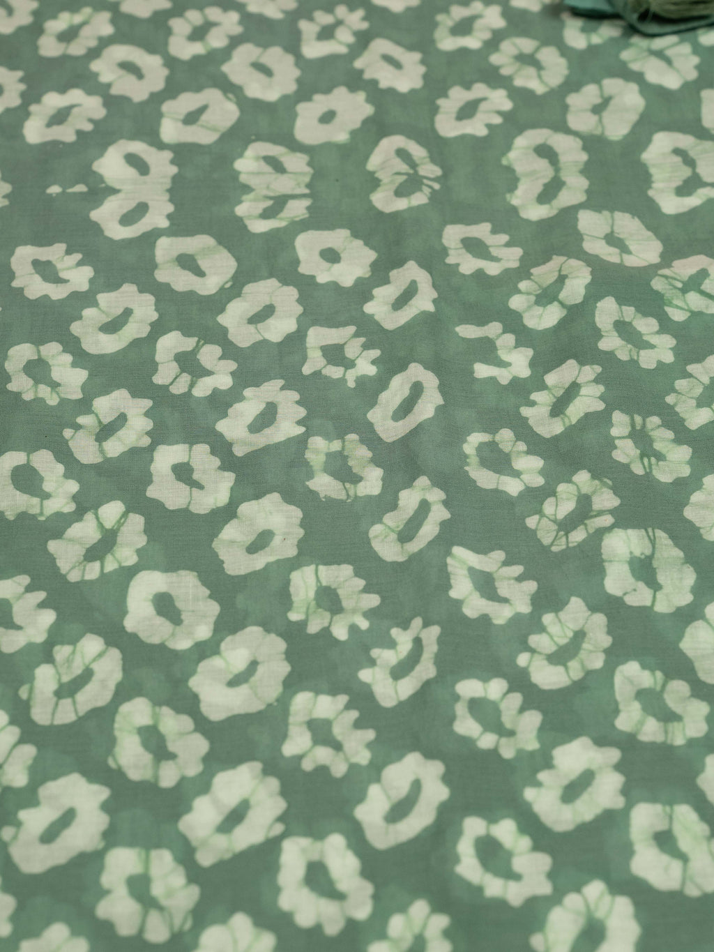 Emerald Green Color Cotton Block Printed Saree