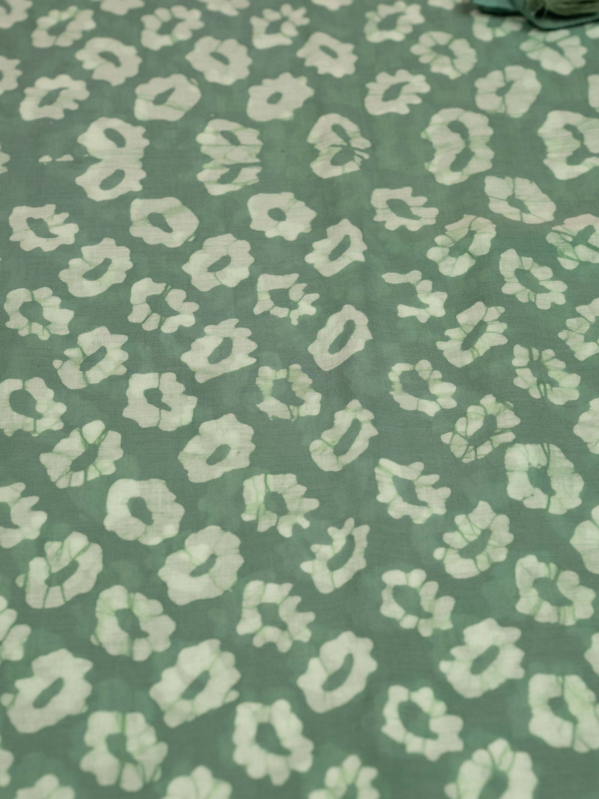Emerald Green Color Cotton Block Printed Saree