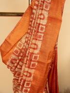 Brick Red Cotton Block Print Saree