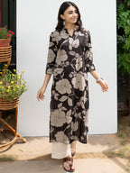 Black Floral Kurta For Women's