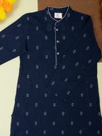 Navy Blue Cotton Handloom Boys Kurta