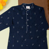 Navy Blue Cotton Handloom Boys Kurta