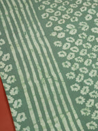 Emerald Green Color Cotton Block Printed Saree
