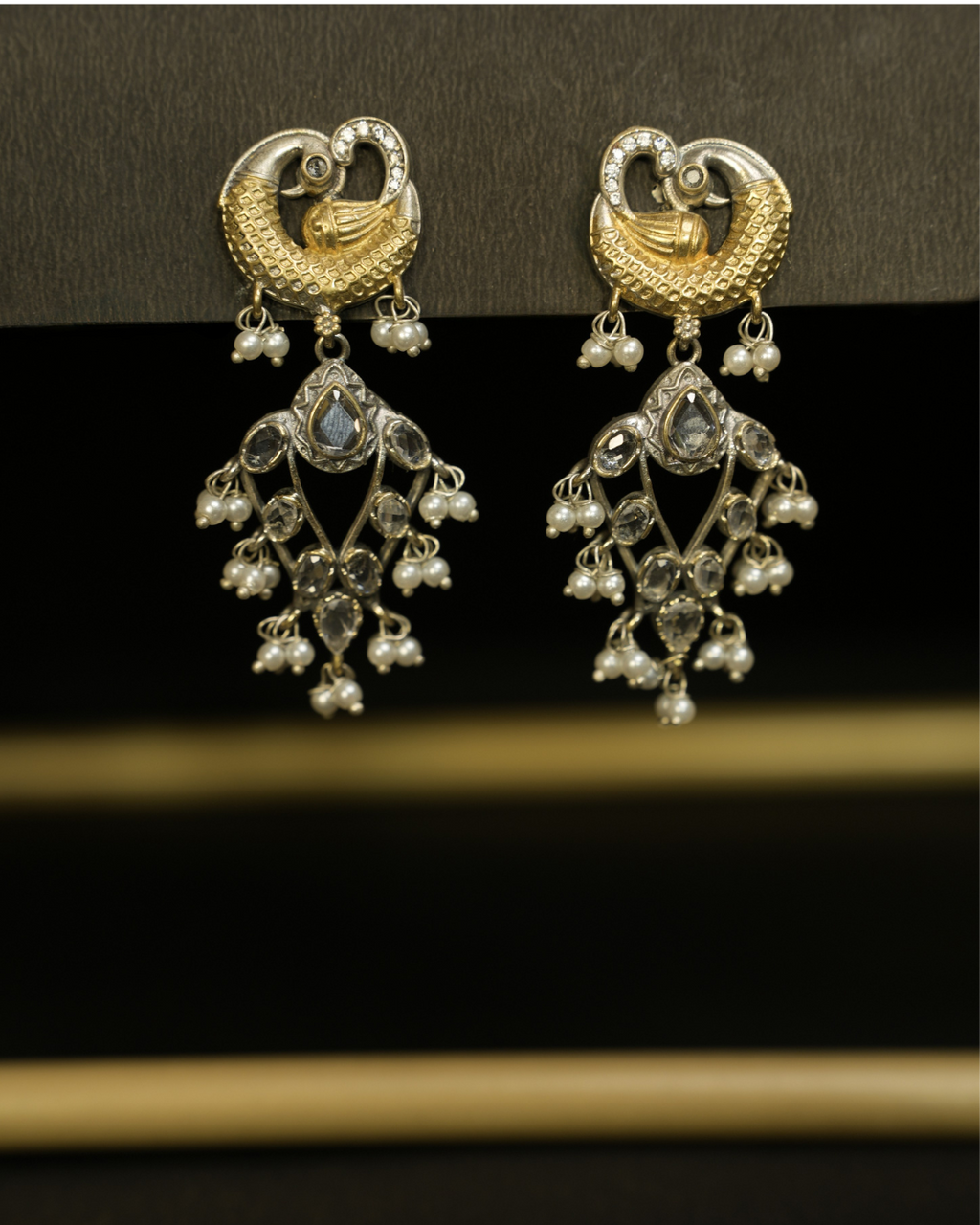 Peacock Pearl Drop Earrings