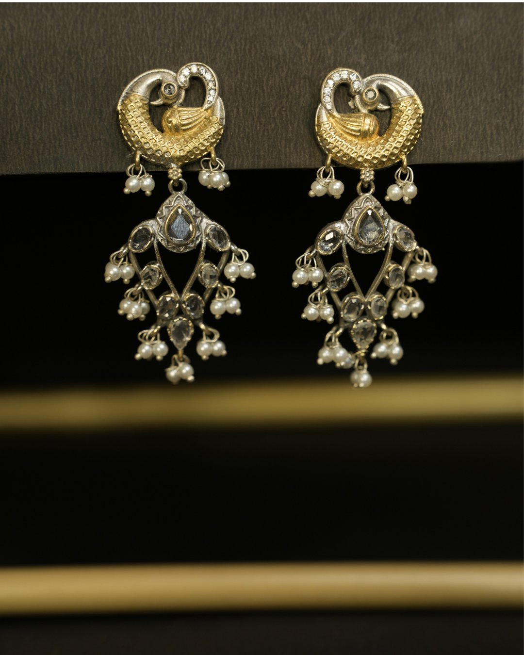 Peacock Pearl Drop Earrings