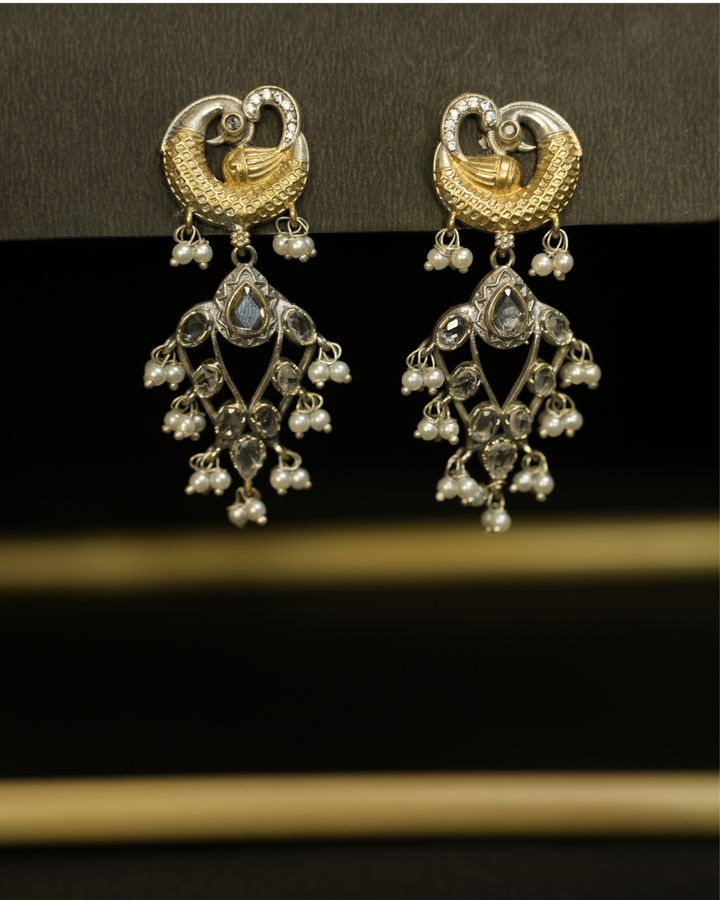 Peacock Pearl Drop Earrings