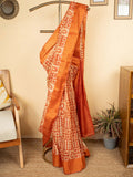 Brick Red Cotton Block Print Saree
