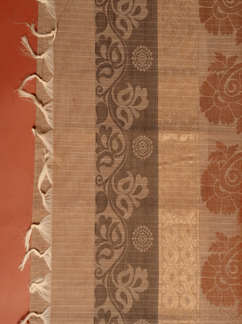 Beige Colour Cotton Handloom Self Weaned Saree