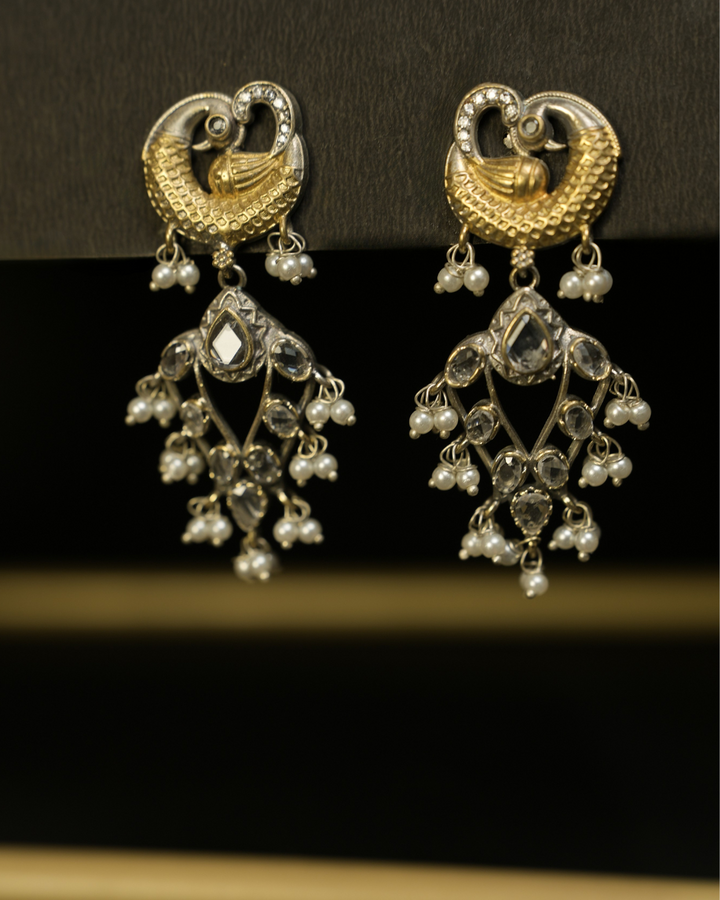 Peacock Pearl Drop Earrings