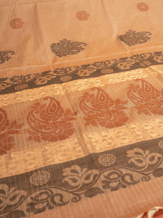 Beige Colour Cotton Handloom Self Weaned Saree