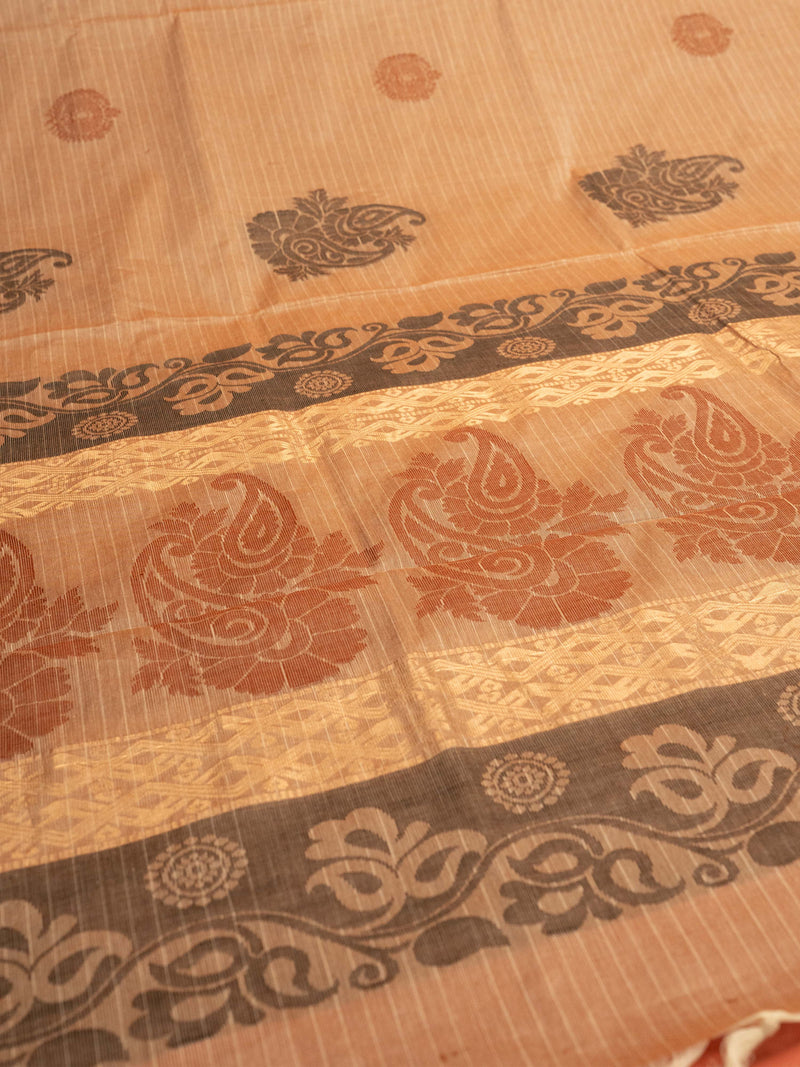 Beige Colour Cotton Handloom Self Weaned Saree