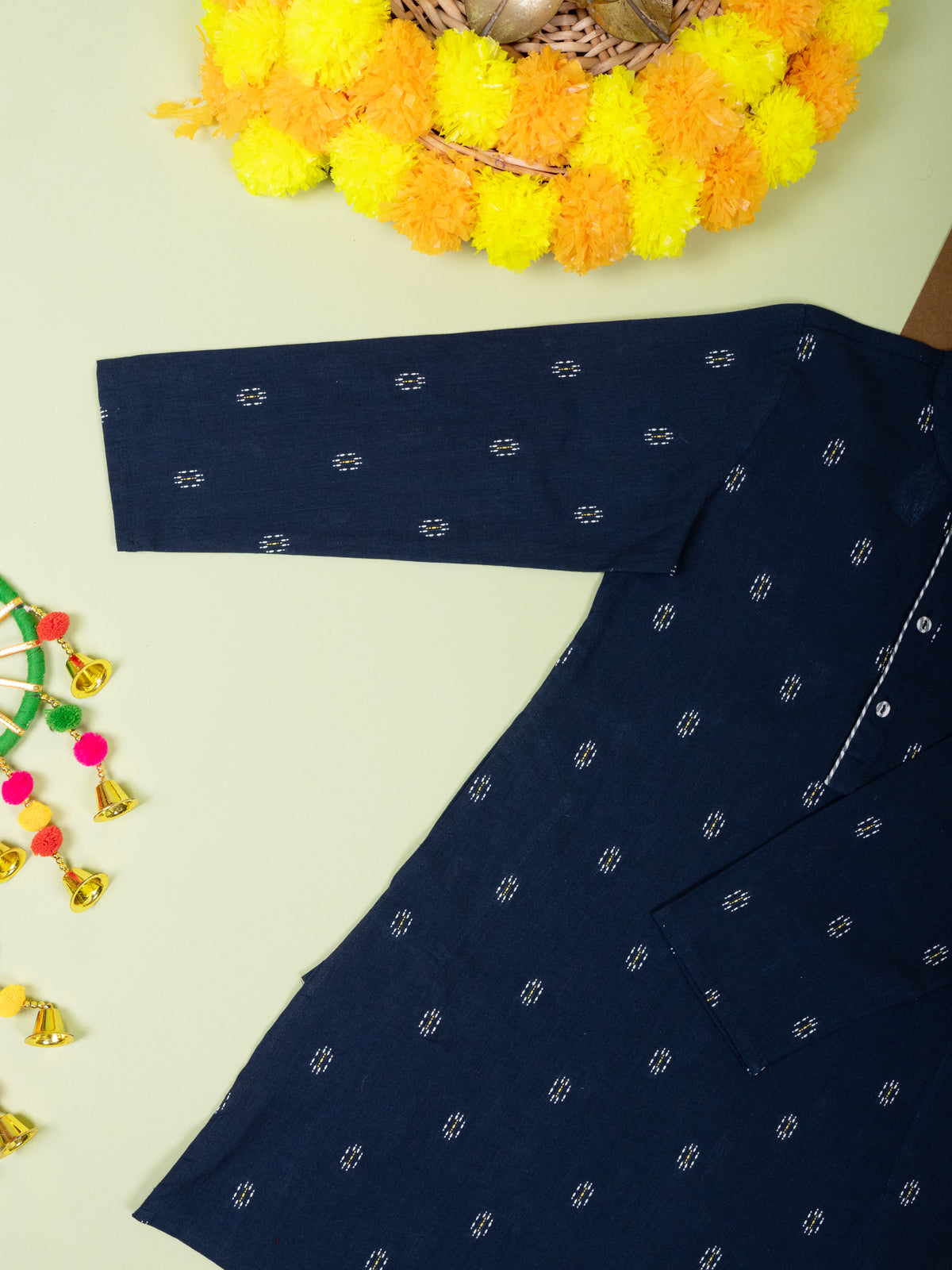 Navy Blue Cotton Handloom Boys Kurta