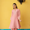 Pink Crushed Tissue Kurta Pant Set For Women's