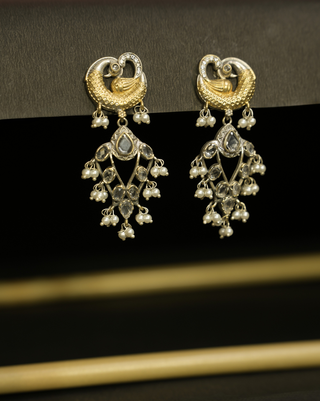 Peacock Pearl Drop Earrings