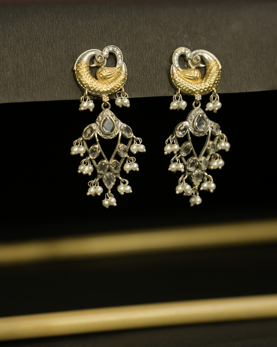 Peacock Pearl Drop Earrings