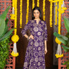 Brinjal Cotton Round Neck Kurta Pant Set For Women's