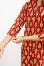 Red Cotton Printed Kurta For Women's