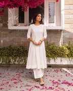 Ivory White Kurta Dupatta (Pant Not Included)