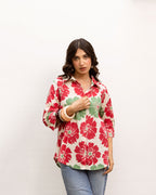 Multicolor Cotton Flax Shirt For Women's