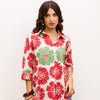 Multicolor Cotton Flax Shirt For Women's