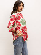 Multicolor Cotton Flax Shirt For Women's