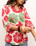 Multicolor Cotton Flax Shirt For Women's