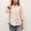 Off White Cotton Flax Shirt For Women's