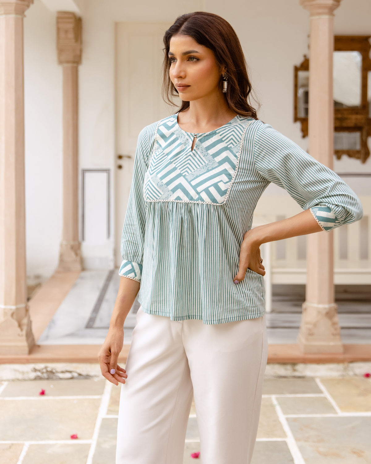 Pastel Sage Green Short Top