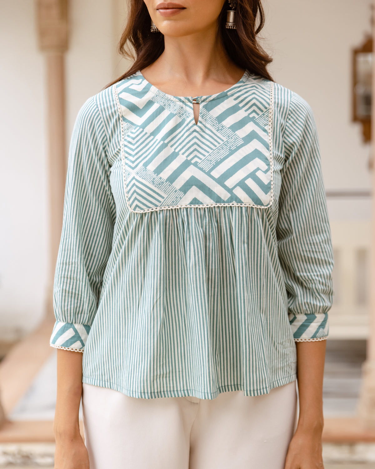Pastel Sage Green Short Top